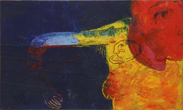 Joy where there isn´t any  <br>öljyväri kaiverretulle pahville, kovalevy,  2005