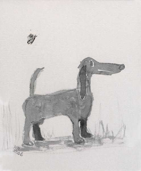 Kevään ensiperho  <br>tussi paperille 2006, 	34 x 30 cm