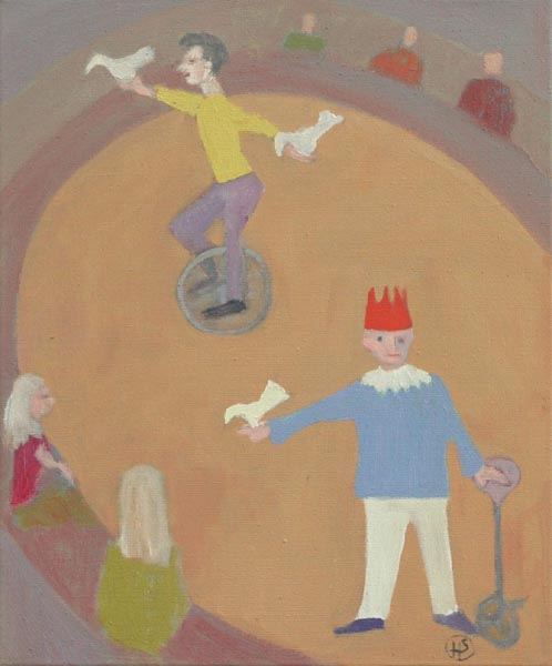 Pyöräilijät  <br>öljy 2007 40 x 50cm 