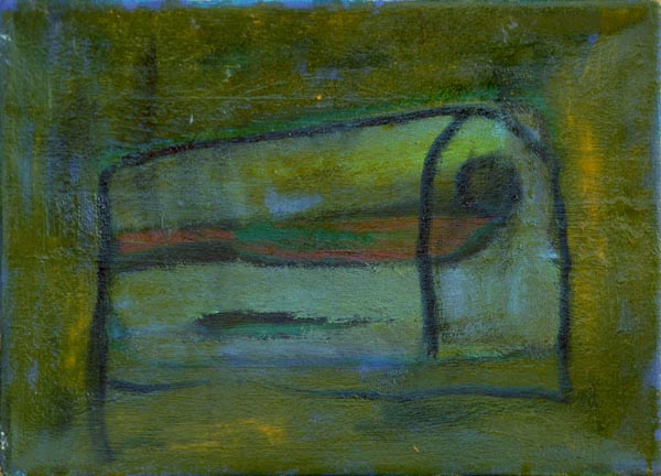 Vihreä talo  <br>öljy 2006, 26 x 35 cm