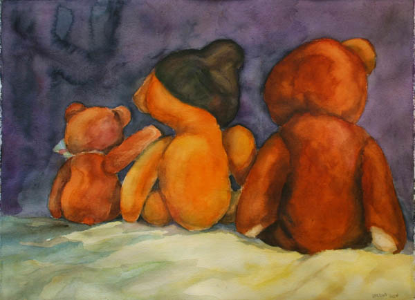 Kolme karhua  <br>akvarelli		2008