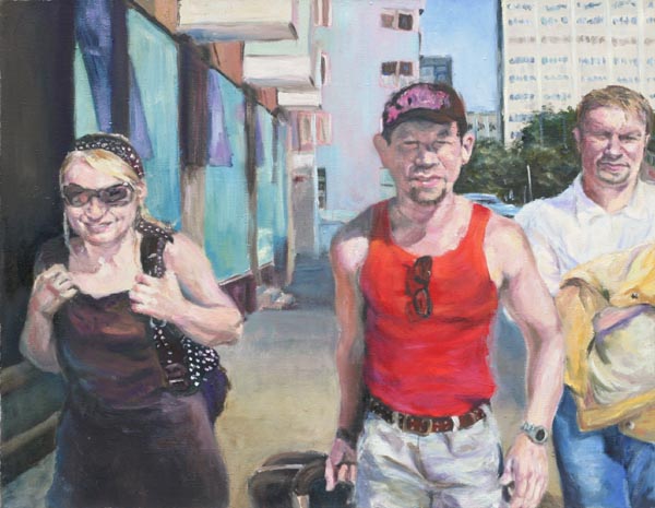 Lähdössä  <br>öljy 2007, 81 x 100