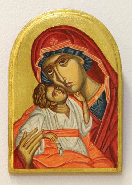 Jumalansynnyttäjä ja Jeesus-lapsi  <br>tempera puulle, 22k kulta, 13.5x9.5