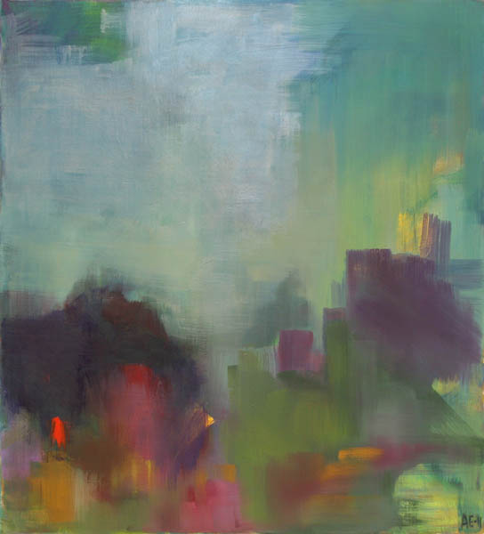 Sumussa, Nella nebbia  <br>öljy 2011 	91 x 101cm