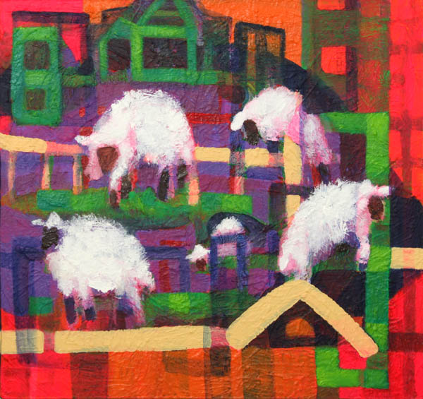 Citylampaat  <br>akryyli 2011, 47x50cm